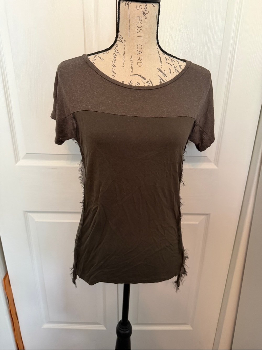 All Saints Soft Tee with Fringe Trim XS